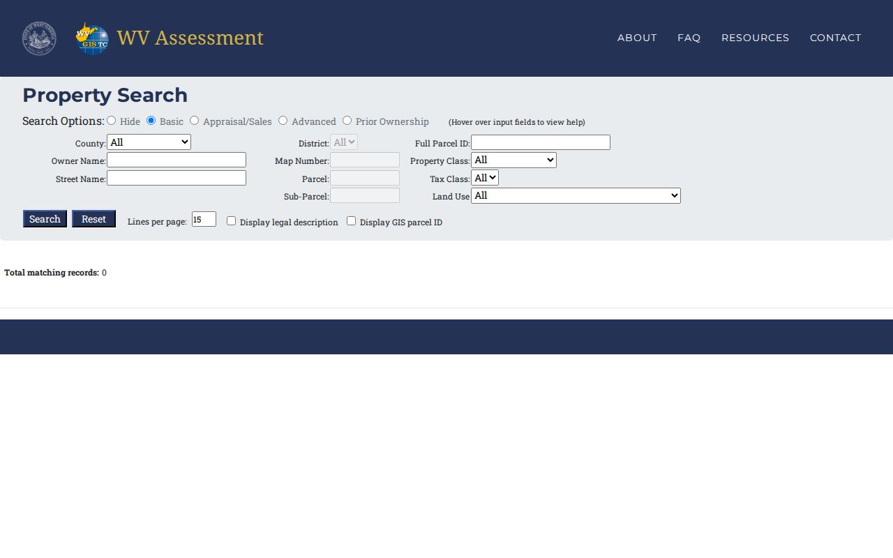 Gilmer County current owner assessment search fields for owner, street, parcel, and deed reference