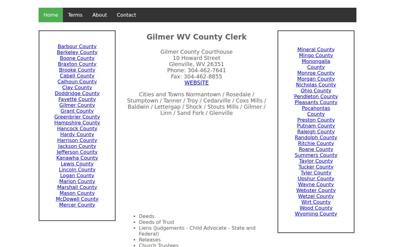 Gilmer County deed records and land-record instrument types